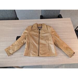 Vtg Harlin Cognac Leather Biker Jacket